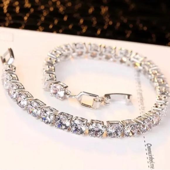 NEW 925 STERLING SILVER 5MM DIAMOND BRACELET, NICE BRACELET, CUTE BRACELET - Picture 3 of 5
